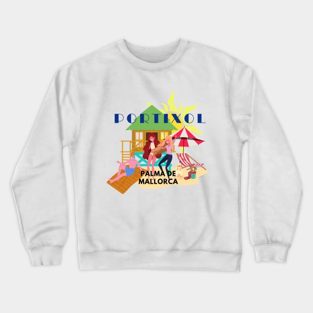 Portixol, Palma de Mallorca Crewneck Sweatshirt by Papilio Art